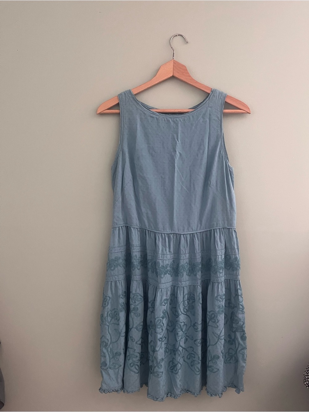 LOFT Dusty Blue Tiered Sleeveless Dress